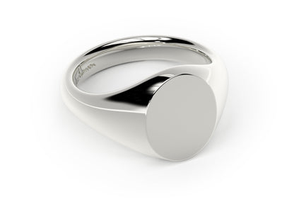 Oval Signet Ring, White Gold & Platinum