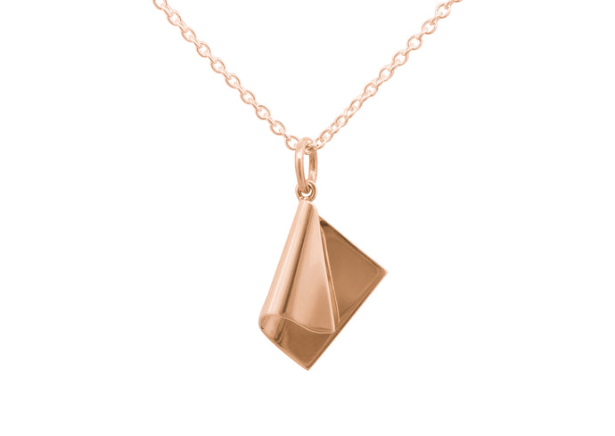 Folded Drop Pendant, Red Gold