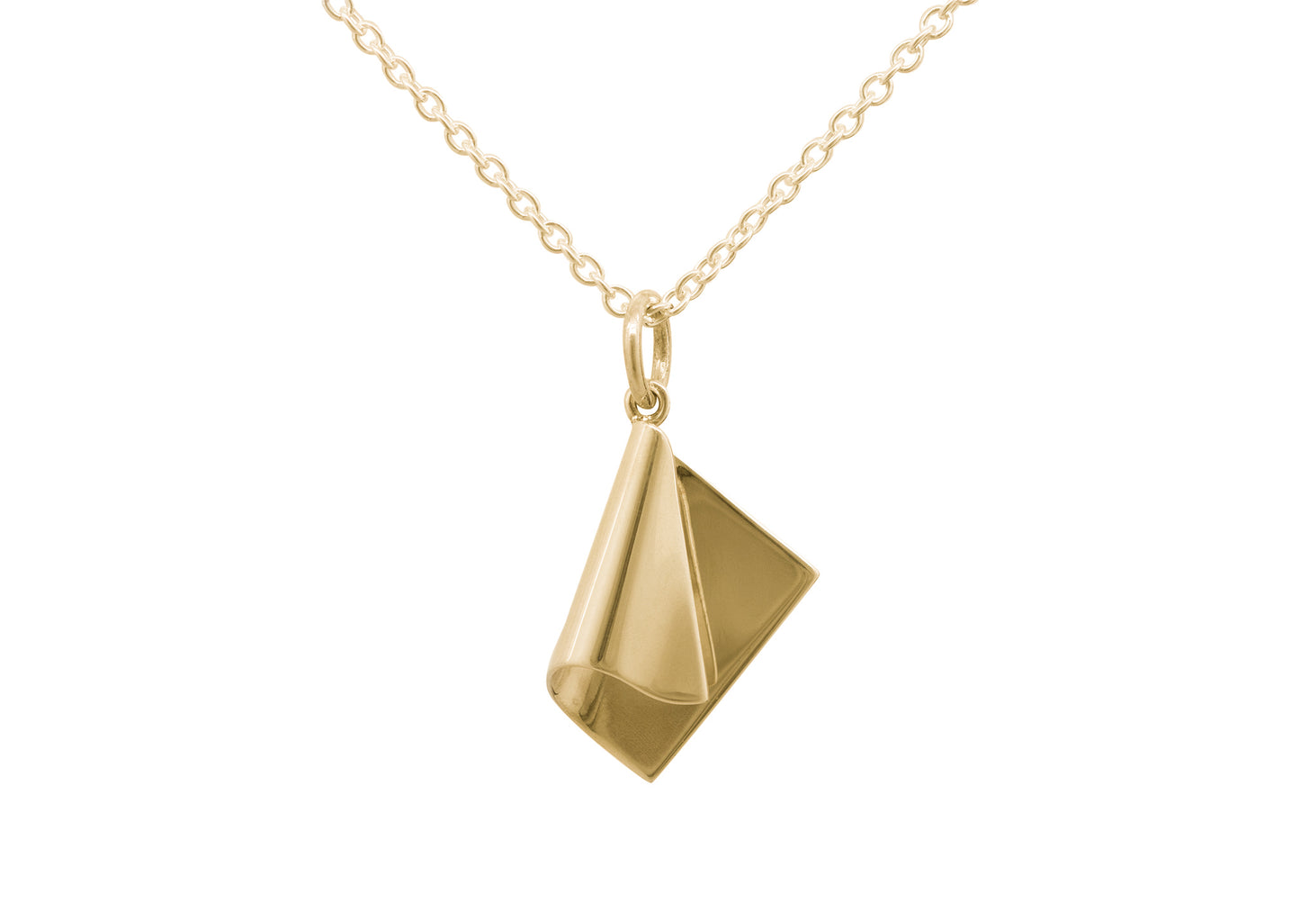 Folded Drop Pendant, Yellow Gold