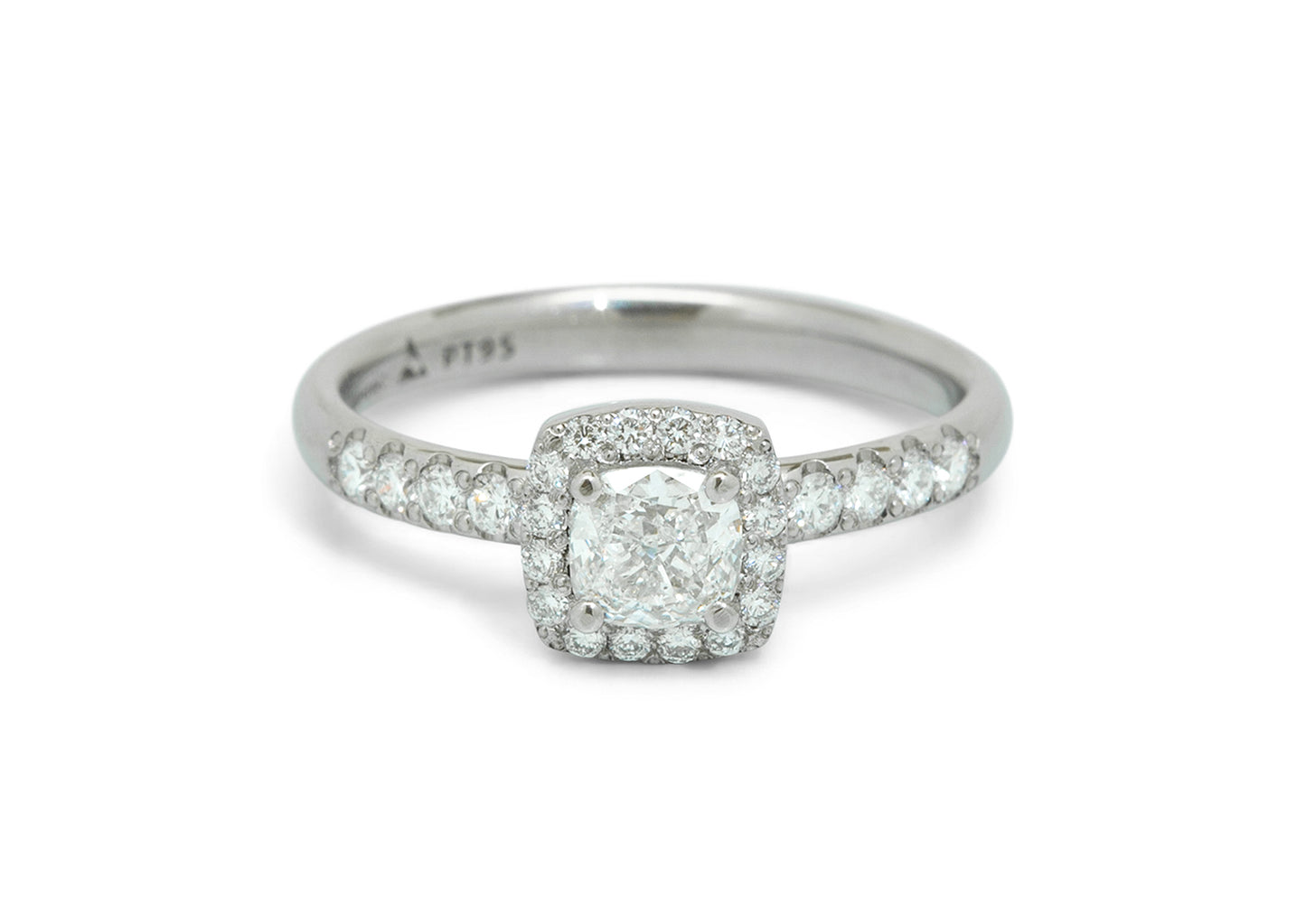 Cushion Diamond Halo Ring, White Gold & Platinum