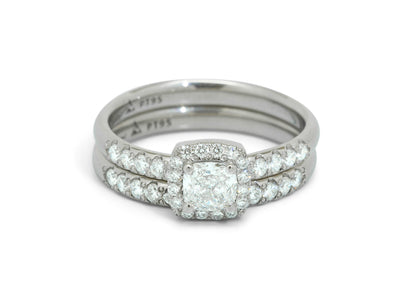 Cushion Diamond Halo Ring, White Gold & Platinum