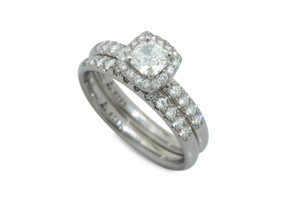 Cushion Diamond Halo Ring, White Gold & Platinum