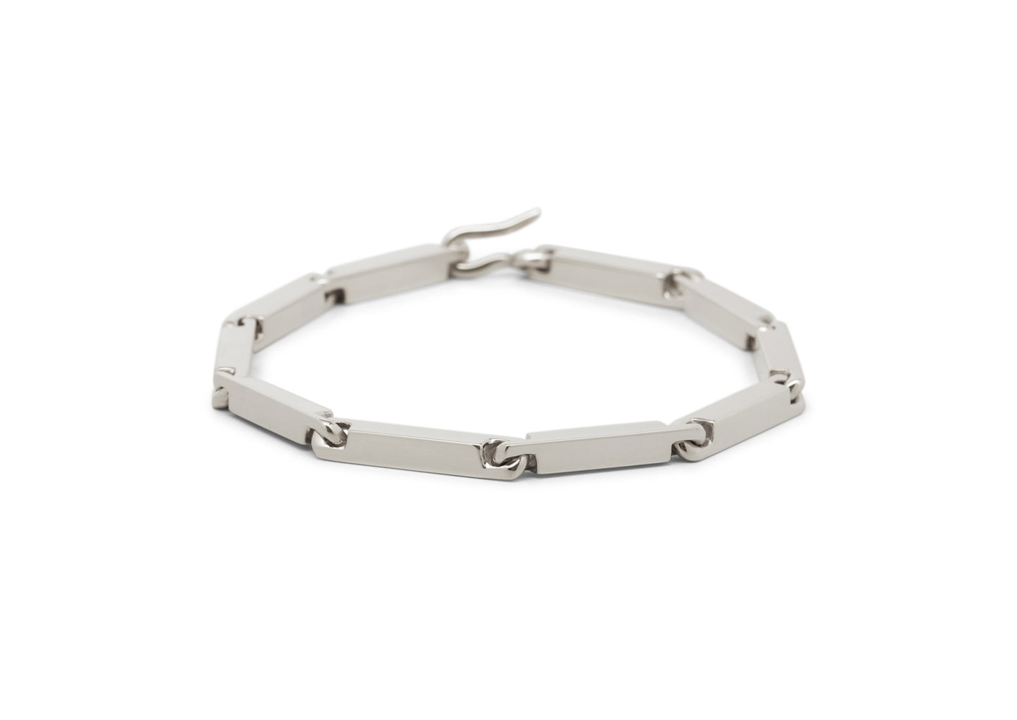 Hand Crafted Block Bracelet, White Gold & Platinum