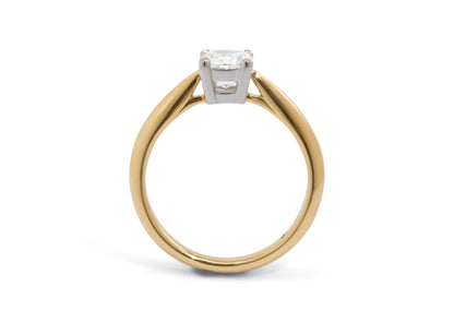 Custom Cushion Diamond Engagement Ring, Yellow Gold & Platinum