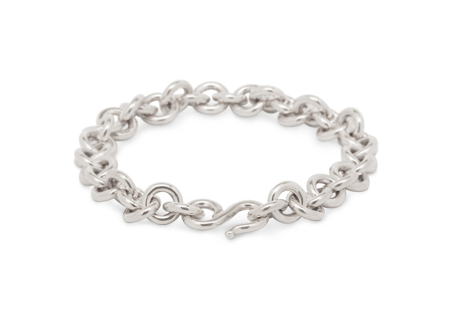 Round Link Bracelet, White Gold