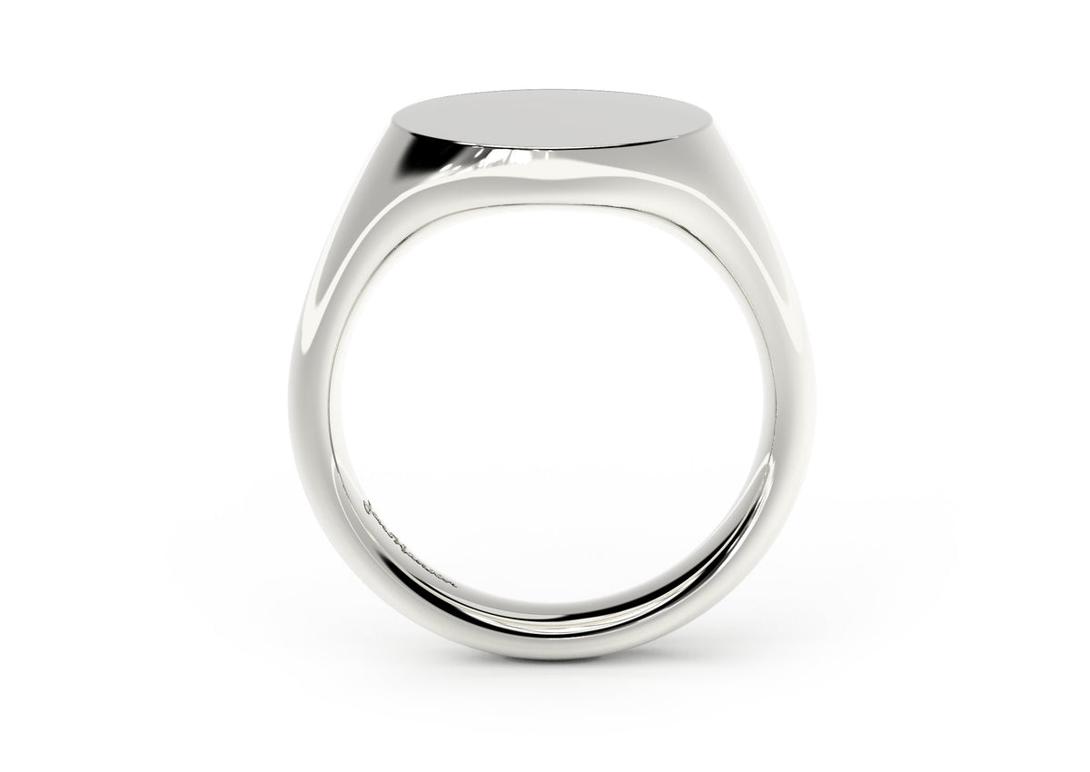 Round Signet Ring, White Gold & Platinum