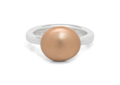 Bi-Tone Button Ring, Red Gold & Sterling Silver