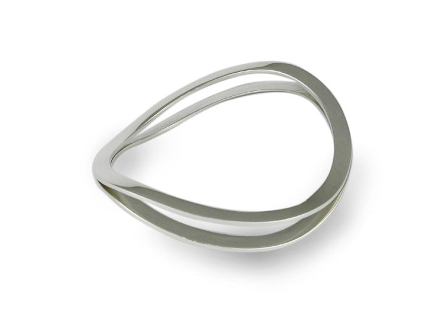 Flat Twin Wave Bangle, Sterling Silver