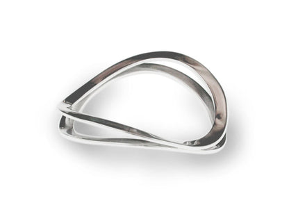 Flat Twin Wave Bangle, Sterling Silver