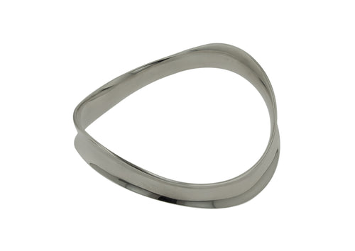 Inverted Curved Bangle, Sterling Silver