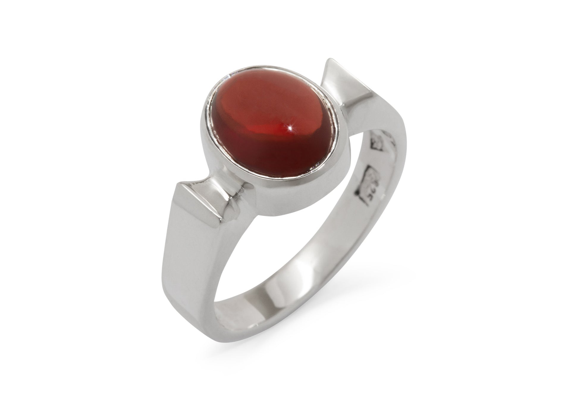 Classic Oval Cabochon Gemstone Ring, Sterling Silver