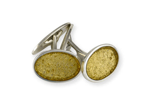 24ct Gold Leaf Oval Cufflinks, Sterling Silver
