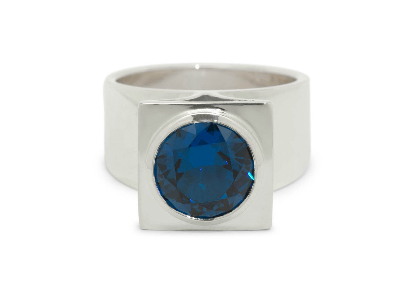 Square Pavilion Gemstone Ring, Sterling Silver