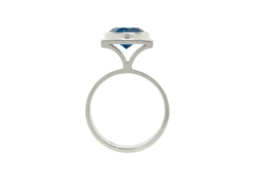 Square Pavilion Gemstone Ring, Sterling Silver