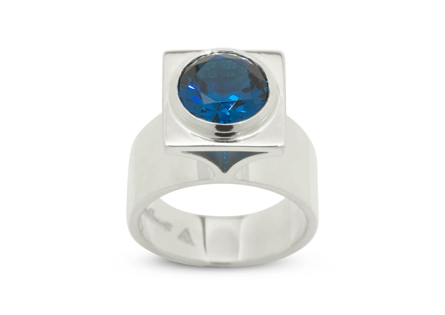 Square Pavilion Gemstone Ring, Sterling Silver