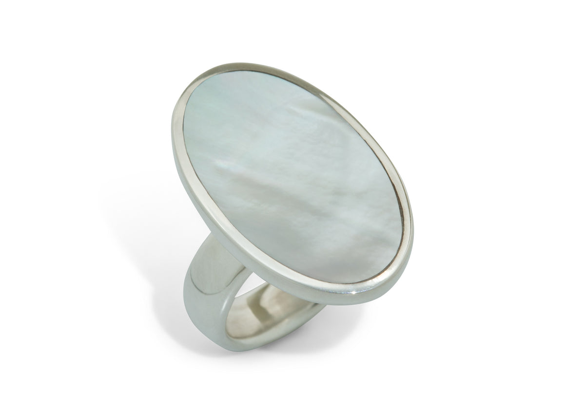Mother of Pearl Oval Ring, Sterling Silver