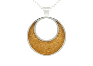 24ct Gold Leaf Crescent Moon Pendant, Sterling Silver