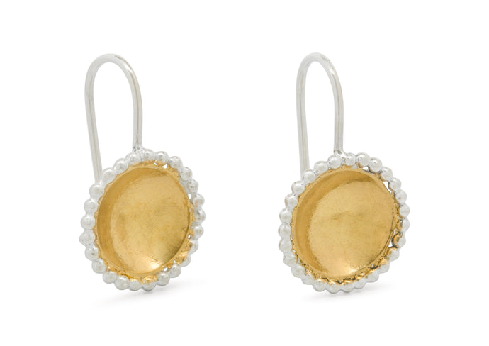 Round Gold Bond Earrings, Sterling Silver