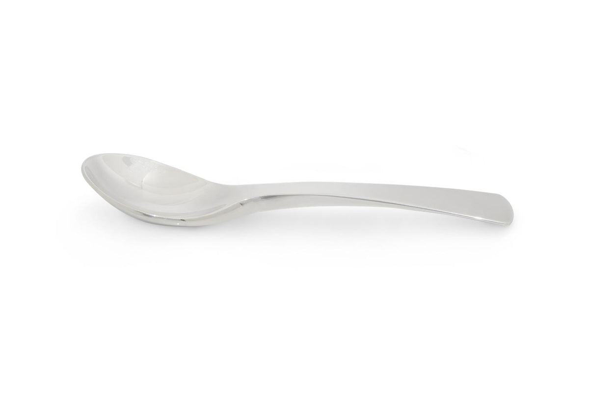 Square Ended Flat Handle Spoon, Pure Silver