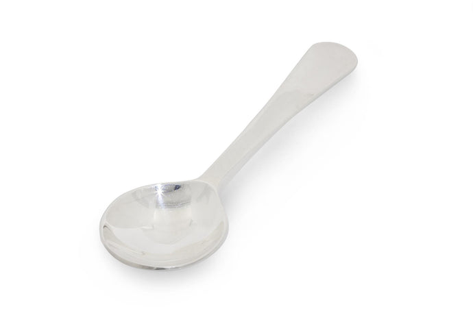 Round Ended Flat Handle Spoon, Pure Silver