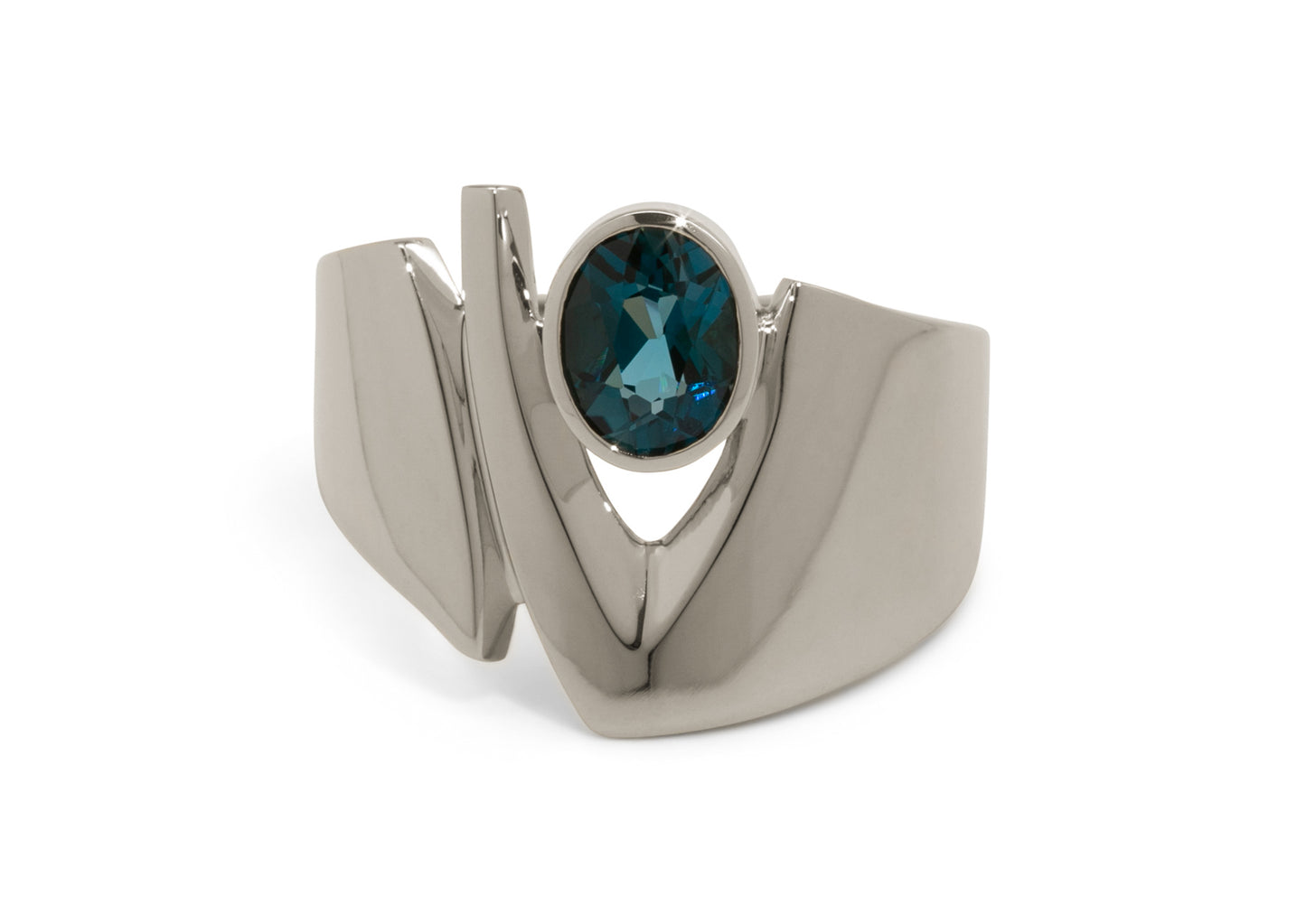 Signature Gemstone Ring, White Gold & Platinum