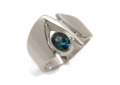 Signature Gemstone Ring, White Gold & Platinum