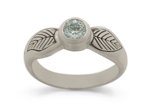Engraved Elven Ring, White Gold & Platinum
