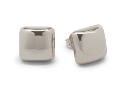 Square Domed Studs, White Gold & Platinum