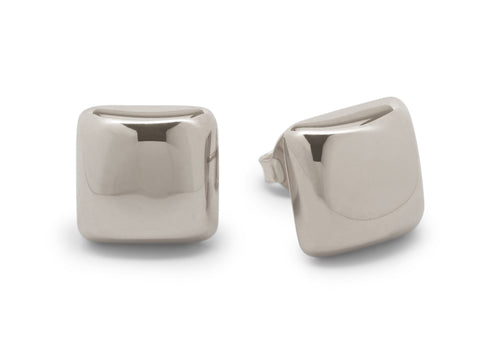 Square Domed Studs, White Gold & Platinum