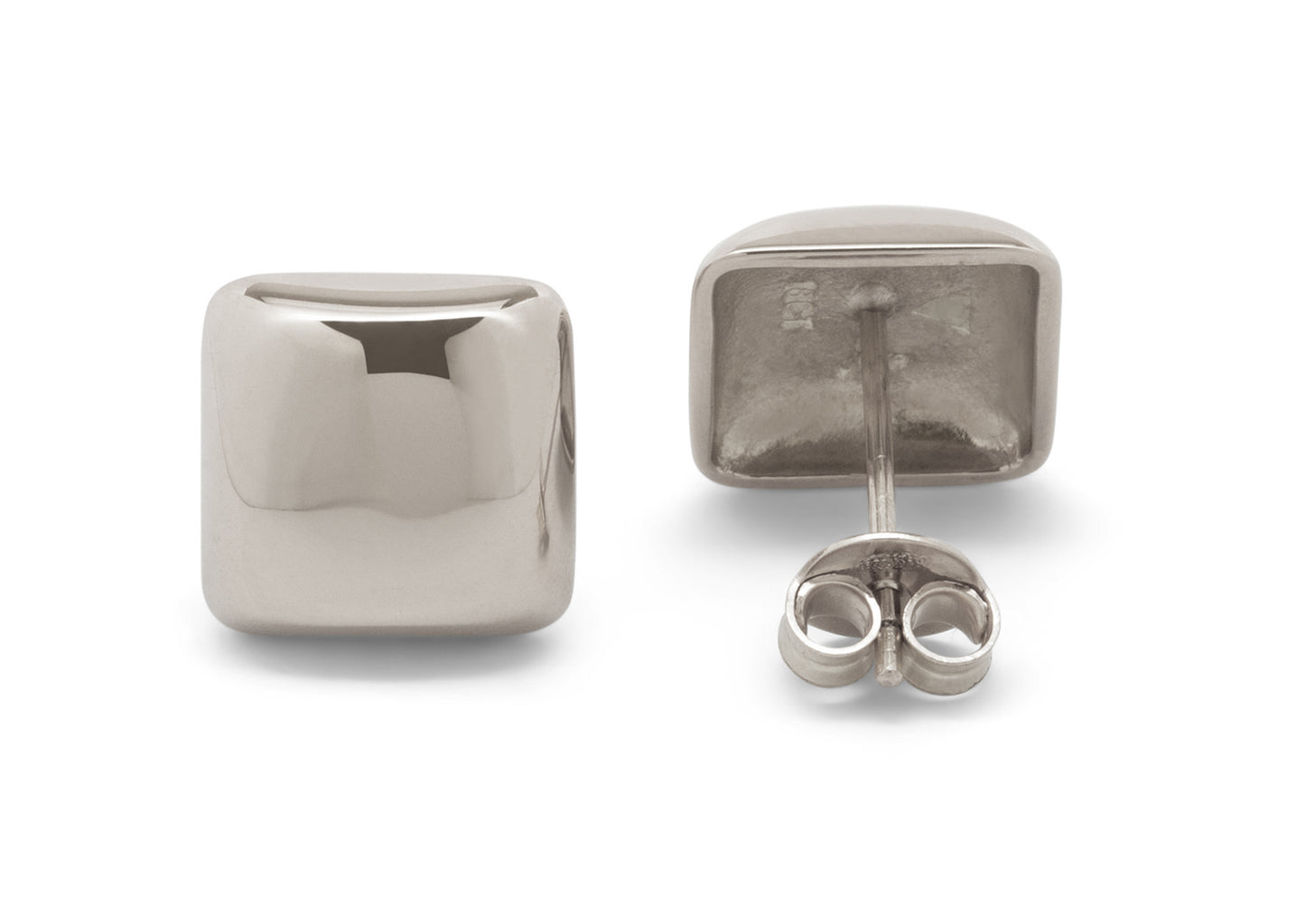 Square Domed Studs, White Gold & Platinum