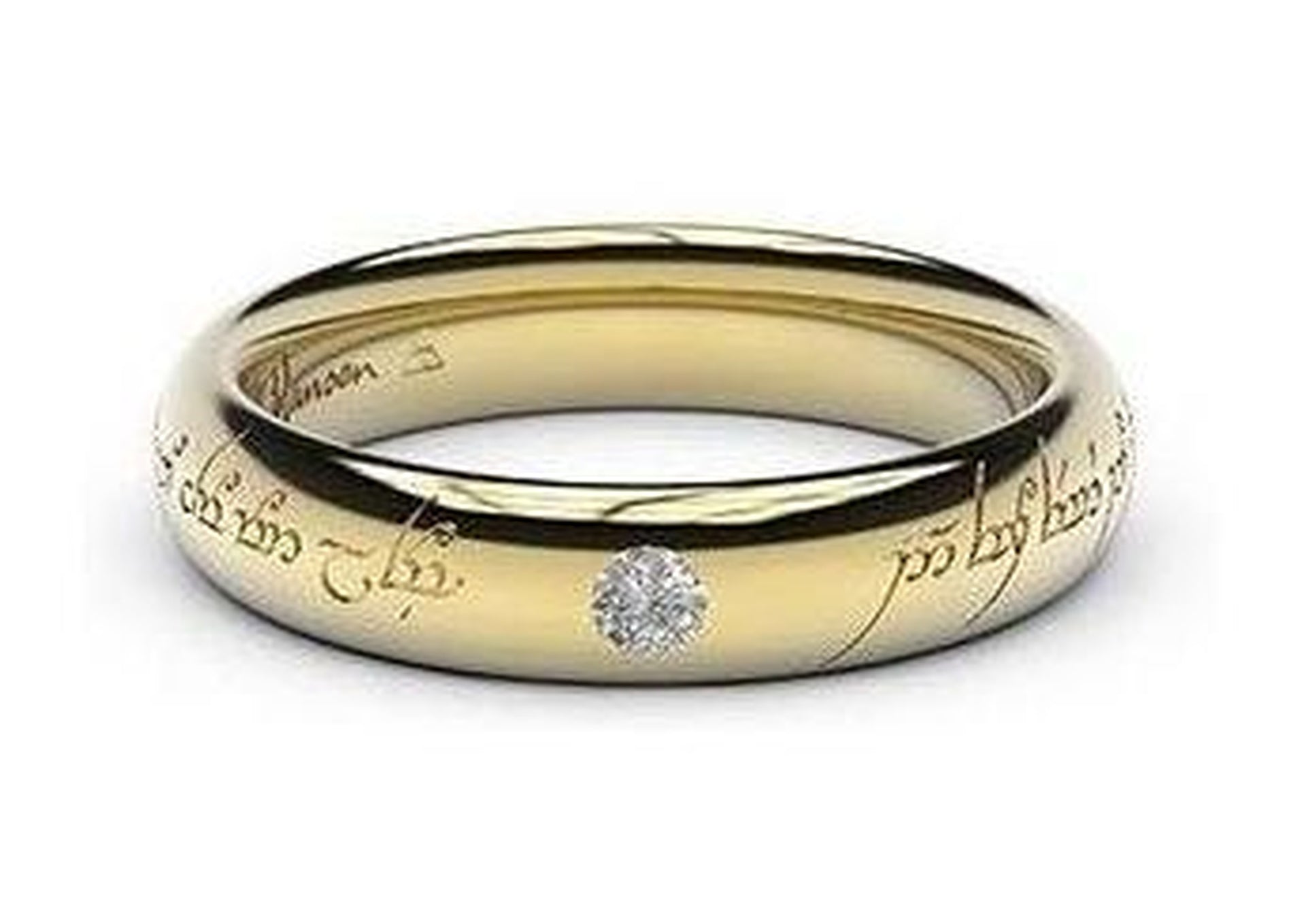 Sleek Elvish Engagement Ring, ~.10ct 22ct Yellow Gold