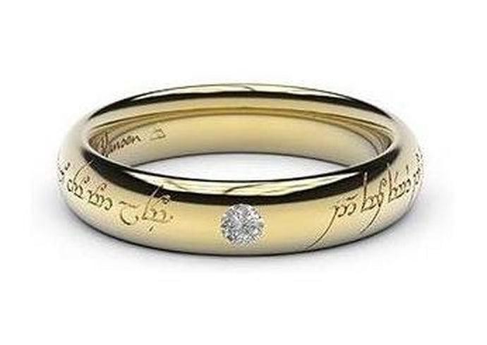 Sleek Elvish Engagement Ring, ~.10ct 14ct Yellow Gold