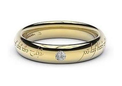 Sleek Elvish Engagement Ring, ~.10ct 18ct Yellow Gold