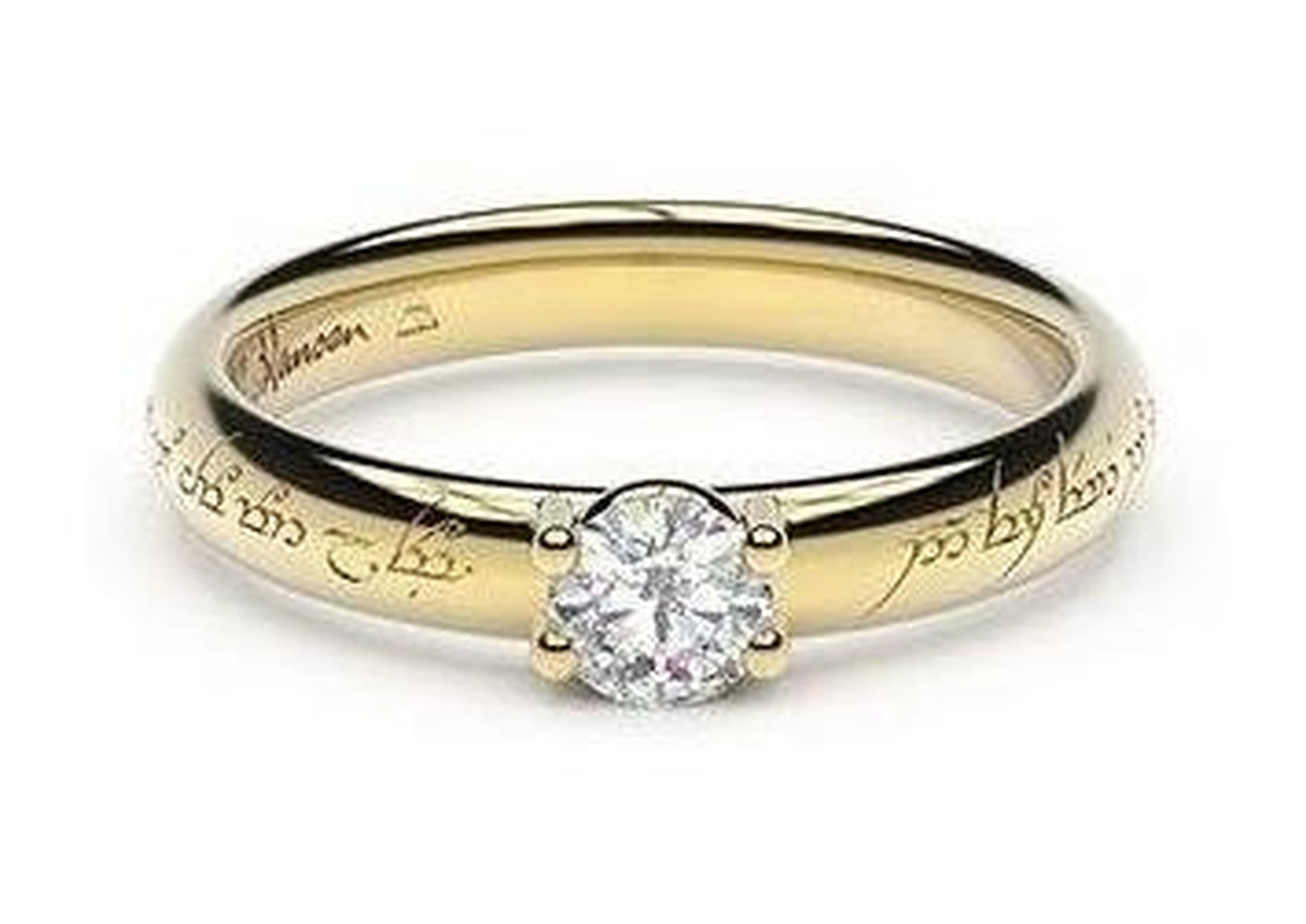 Petite Contemporary Elvish Engagement Ring, ~.33ct 14ct Yellow Gold