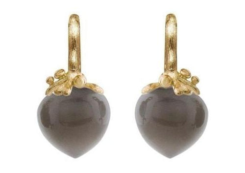 Dew Drops earrings in 18K yellow gold with grey moonstone-by-Ole Lynggaard-from official stockist-Jens Hansen