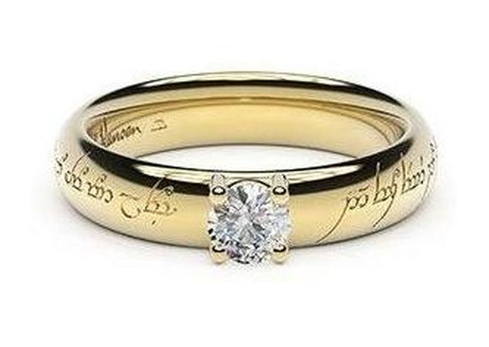 Contemporary Elvish Engagement Ring, ~.33ct 9ct Yellow Gold