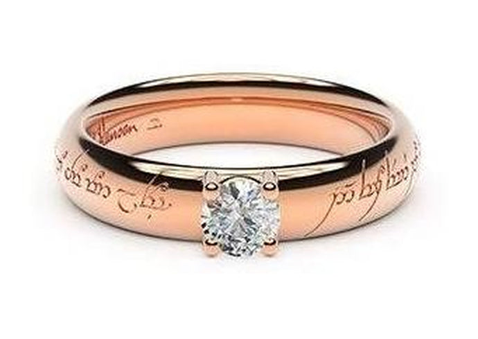 Contemporary Elvish Engagement Ring, ~.33ct 18ct Red Gold