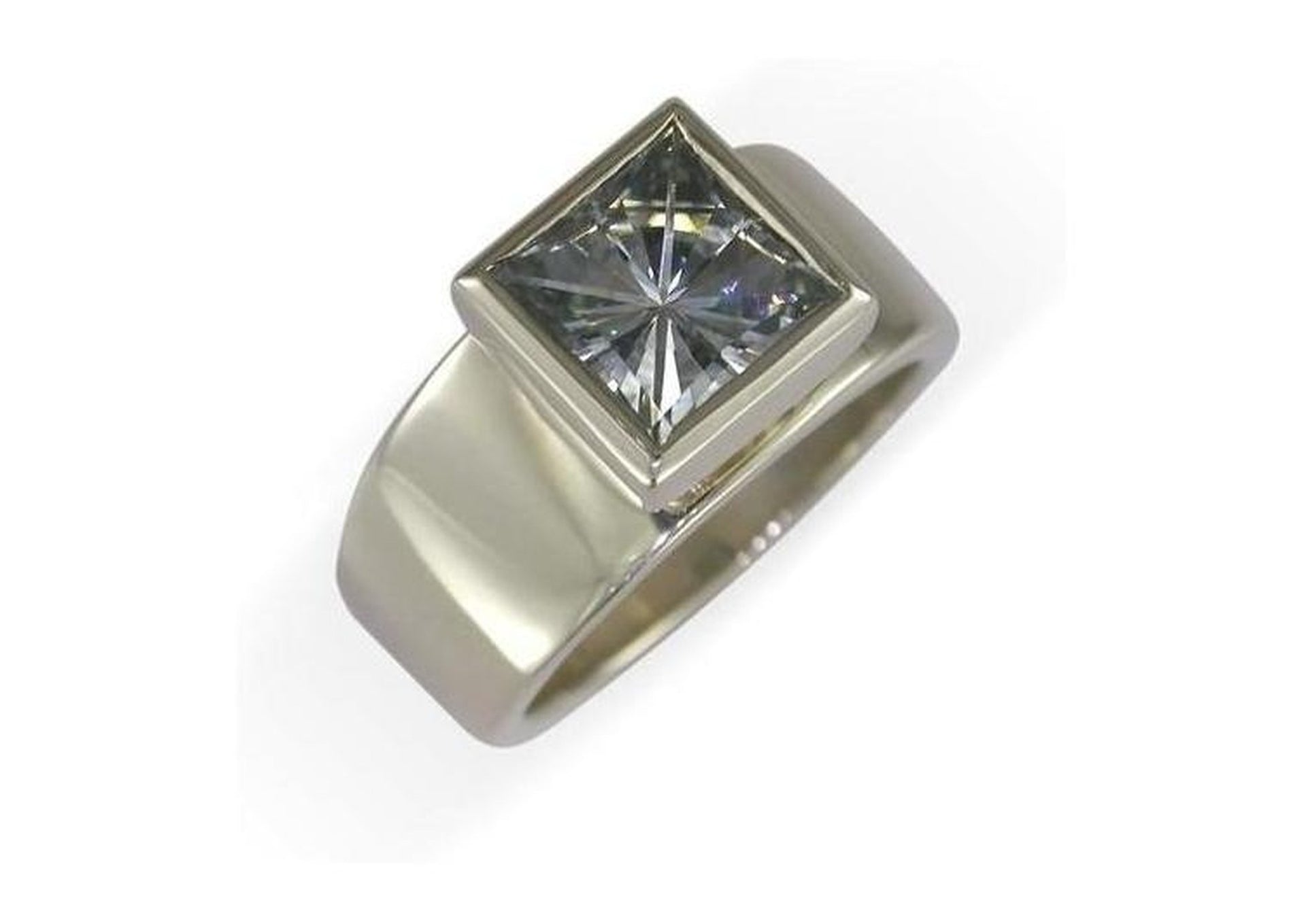 14ct White Gold & Moissanite Ring   - Jens Hansen