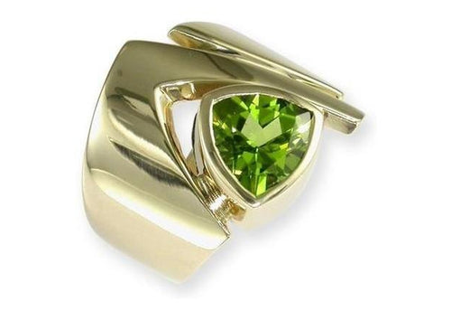 14ct Gold & Trilliant cut Peridot Ring   - Jens Hansen