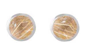 Lotus Stud Earrings, Rutile Quartz in Sterling Silver