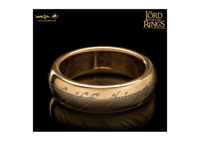 The Lord of the Rings: The One Ring: Gold Plated Tungsten Carbide (with Elvish runes)   - Jens Hansen - 1