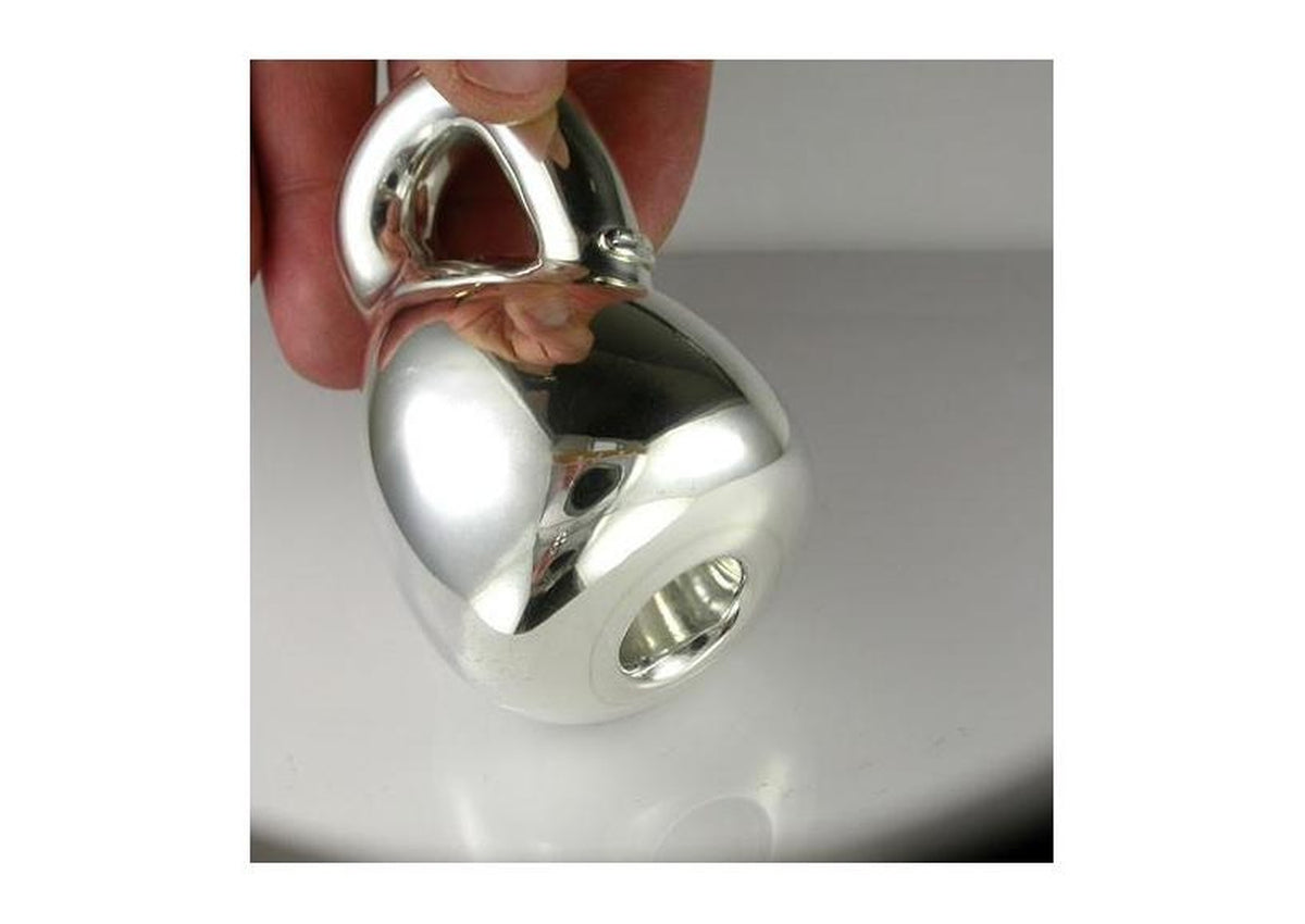 Silver 'Klein Bottle' baby's rattle - client commission