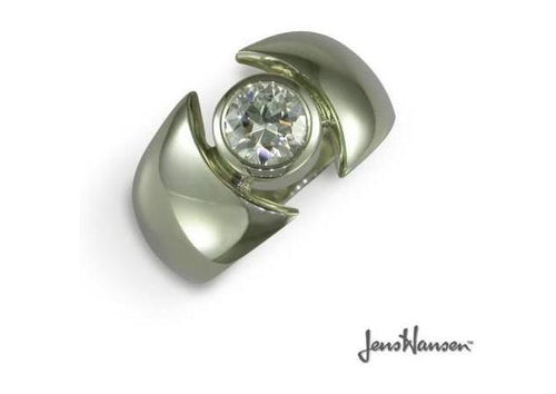 White Gold & Diamond Solitaire   - Jens Hansen