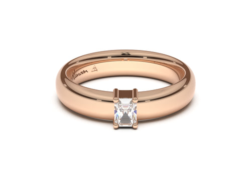 Emerald Cut Classic Engagement Ring, Red Gold