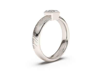 Emerald Cut Elegant Elvish Engagement Ring, White Gold & Platinum