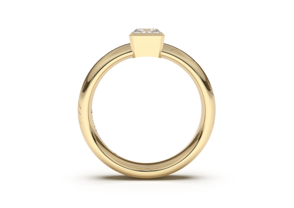 Emerald Cut Elegant Elvish Engagement Ring, Yellow Gold
