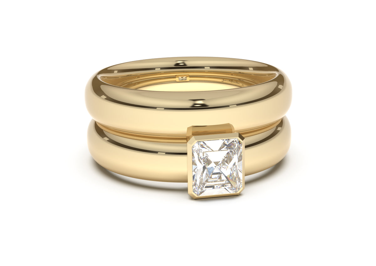 Emerald Cut Elegant Engagement Ring, Yellow Gold