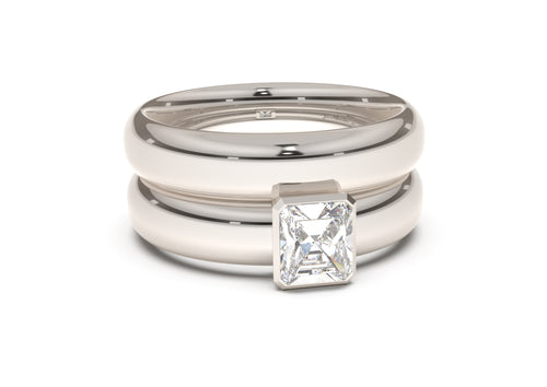 Emerald Cut Elegant Engagement Ring, White Gold & Platinum