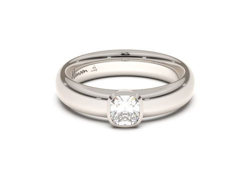 Cushion Elegant Engagement Ring, White Gold & Platinum