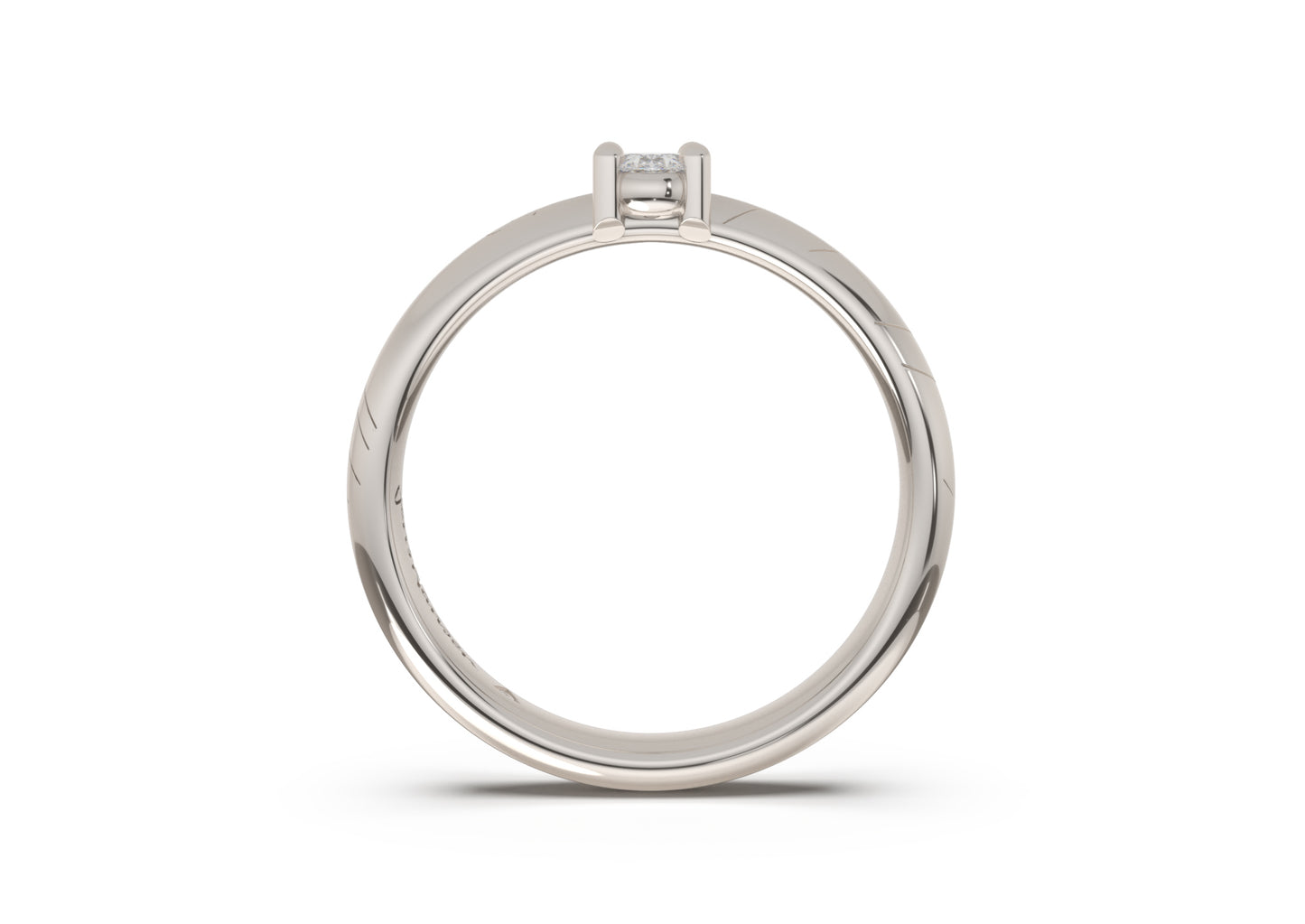 Oval Contemporary Slim Elvish Engagement Ring, White Gold & Platinum